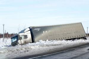 truck crashed into a snowy ditch