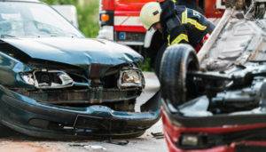 Two damaged cars after an accident