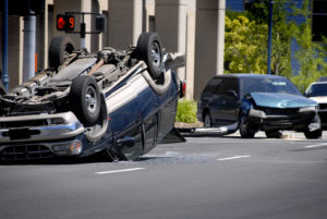 two wrecked cars after a crash